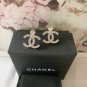 CHANEL Round Stud Link Crystal Silver CC Earrings 2023 NIB