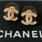 CHANEL Gold CC Mini Crystal Stud Earrings Timeless Classic Authentic NIB
