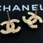 CHANEL Gold CC Mini Crystal Stud Earrings Timeless Classic Authentic NIB