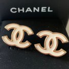 CHANEL White Enamel Gold Metal CC Stud Earrings Timeless 2022 NIB