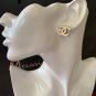 CHANEL White Enamel Gold Metal CC Stud Earrings Timeless 2022 NIB