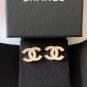 CHANEL White Enamel Gold Metal CC Stud Earrings Timeless 2022 NIB