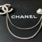 CHANEL Crystal CC Brooch Duo Silver Metal Chain Pearl Heart Pin 23B NIB