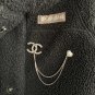 CHANEL Crystal CC Brooch Duo Silver Metal Chain Pearl Heart Pin 23B NIB