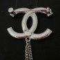 CHANEL Crystal CC Brooch Duo Silver Metal Chain Pearl Heart Pin 23B NIB