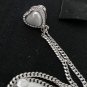 CHANEL Crystal CC Brooch Duo Silver Metal Chain Pearl Heart Pin 23B NIB