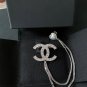 CHANEL Crystal CC Brooch Duo Silver Metal Chain Pearl Heart Pin 23B NIB