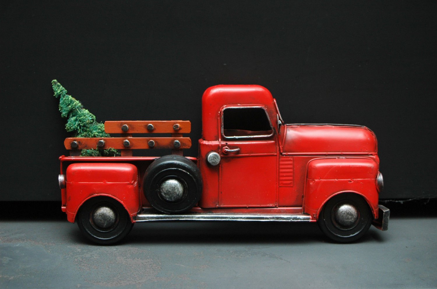 Red Truck Vintage Metal Wall Hanger Rustic Red Chevy Pickup Truck Farm