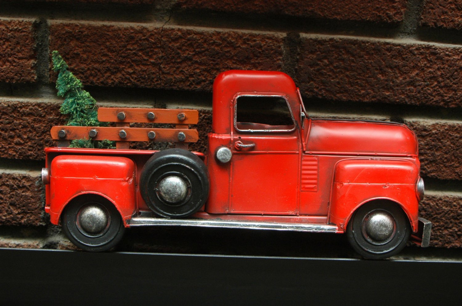 Red Truck Vintage Metal Wall Hanger Rustic Red Chevy Pickup Truck Farm