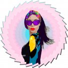 Tattoo Girl on Cyan-Magenta Star