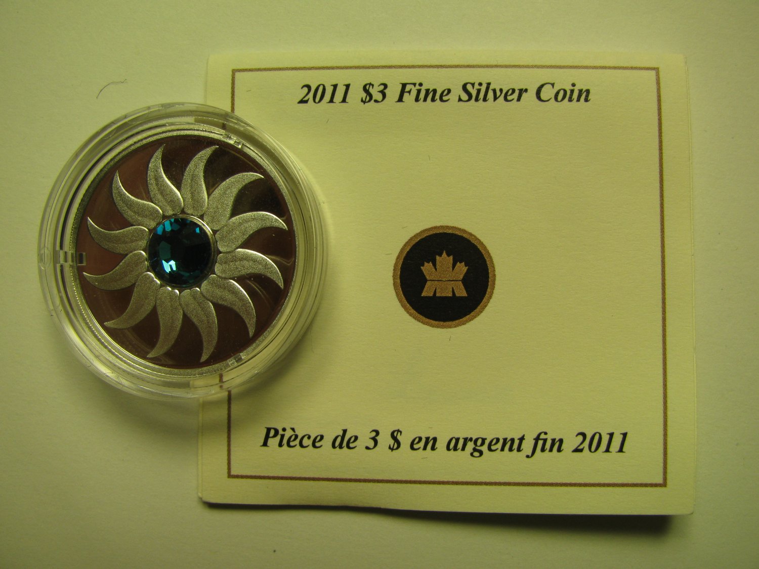 2011 Proof $3 Birthday December Zircon Birthstone Canada COIN&COA ONLY .9999 silver three dollars