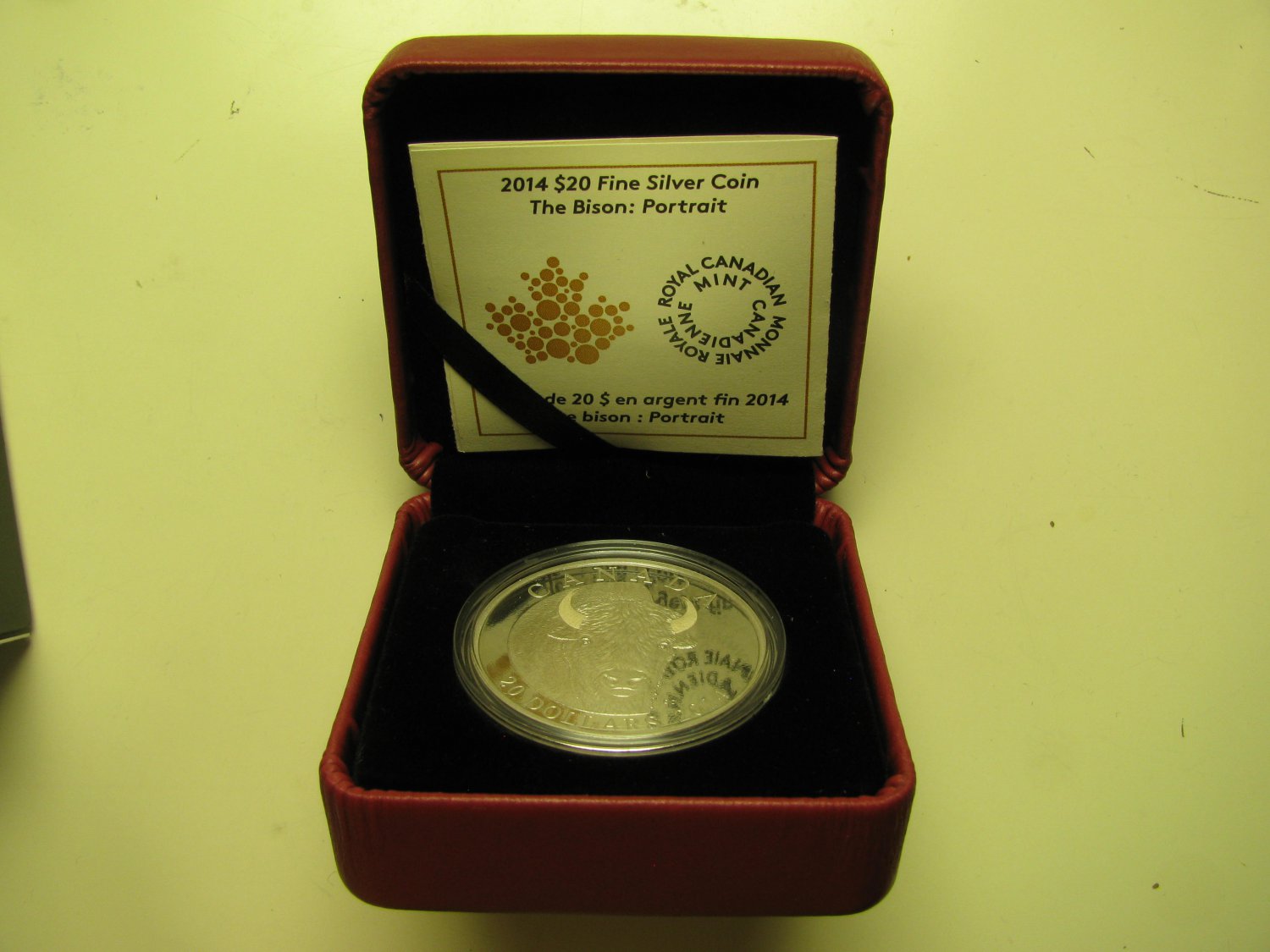 2014 Proof $20 The Bison #1-Portrait Canada .9999 silver twenty dollars