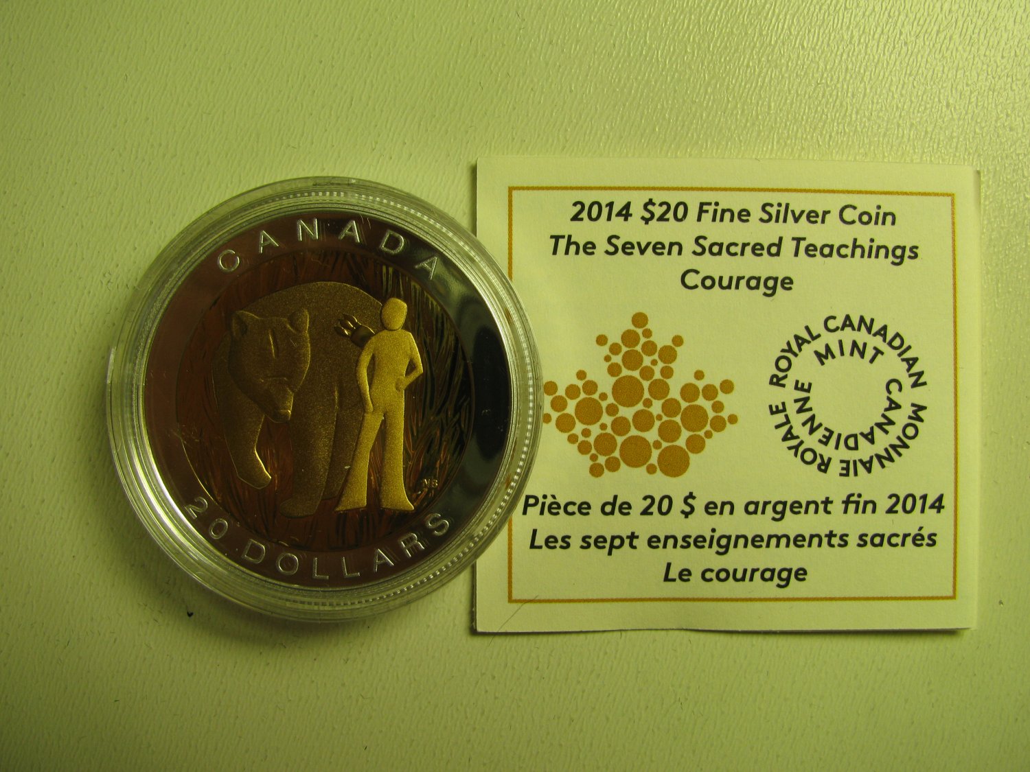 2014 Proof $20 Seven Sacred Teachings #3-Courage Bear COIN&COA ONLY Canada .9999 silver twenty