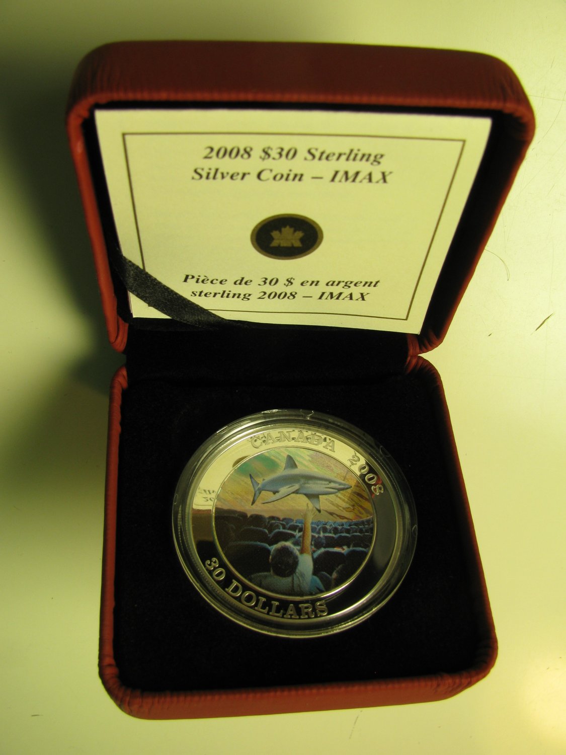 2008 Proof $30 IMAX (Great White Shark) Canada .925 silver thirty dollars
