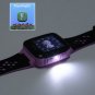 Kids GPS Tracker Watch - GSM Calls, Messages, GPS, LBS, Digital Fence, App Support,(Purple)