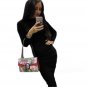 Autumn Spring Dresses Robe Sexy Black Midi Sheath Slim Bodycon