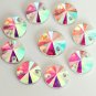 100pcs Round Rivoli Clear Crystal AB Sew On Glass Rhinestone Dress 10mm 12mm