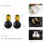 eManco stud creat crystal earrings black & white beads minimalist earring
