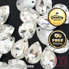 28pcs Crystal Clear Rhinestone Teardrop Droplet Pointback Sew On Dresses wedding