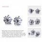 eManco Classic Silver Romantic Flower Double Sides Statement Stud Pearl Earrings