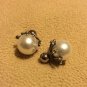 eManco Classic Silver Romantic Flower Double Sides Statement Stud Pearl Earrings