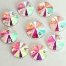 100pcs Round Rivoli Clear Crystal AB Sew On Glass Rhinestone Dress 10mm 12mm