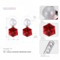 eManco Elegant 4 Color Cube shape Statement Stud Earrings Women Red Crystal