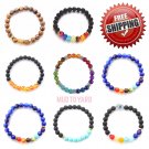Natural Stone Black Lava Beads Chakra Bracelet Elastic Yoga Balance Bracelets