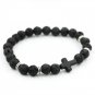 Handcrafted Bracelet Natural Stone with Cross Men Black Beads Bracelet Unisex