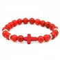Handcrafted Bracelet Natural Stone with Cross Men Black Beads Bracelet Unisex