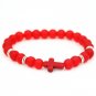 Handcrafted Bracelet Natural Stone with Cross Men Black Beads Bracelet Unisex