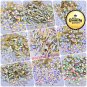 50pc Multi Shape Drop Heart Crystal AB Glass Nail Art Rhinestones Glue No Hotfix