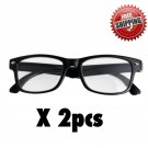 2 x Black Frame Retro Reading Glasses presbyopic glass Eyewear Readers Light