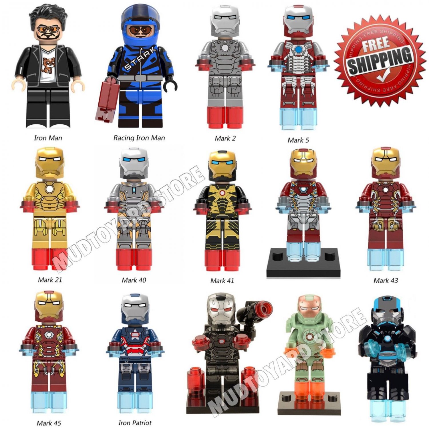 Iron Man Minifigure Marvel Avengers Tony Stark Ironman Mark mini Figure ...