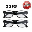 2 x Black Frame Plastic Reading Glasses presbyopic glass Eyewear Readers Light