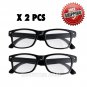 2 x Black Frame Plastic Reading Glasses presbyopic glass Eyewear Readers Light