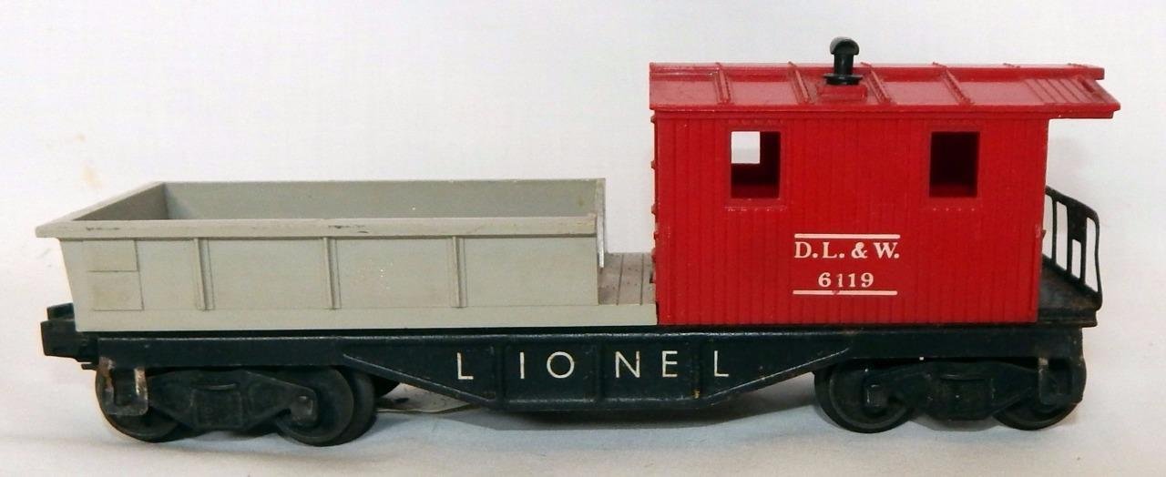 Lionel Trains 6119100 work caboose DL&W Post War Red and Grey Metal Frame.