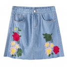 Flowers denim skirts size S/M/L/XL/2XL/3XL