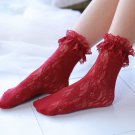 3 pairs Magnolia denudata pattern lolita lace socks