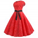Women's summer clothing retro short sleeve floral midi dress #JY13073