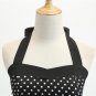 Women's summer halter-neck polka dots printed midi dress Black #JY12524