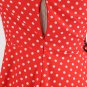 Women's summer halter-neck polka dots printed midi dress Red #JY12524