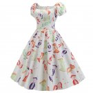 Women's fashion short sleeve square collar printed midi dress #JY13946