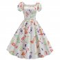 Women's fashion short sleeve square collar printed midi dress #JY13946