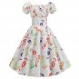 Women's fashion short sleeve square collar printed midi dress #JY13946