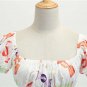Women's fashion short sleeve square collar printed midi dress #JY13946