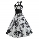 Women's fashion halter-neck floral printed midi dress #JY12223