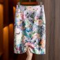 Rose printed high-rise A-line one-step slim hip package skirt #YP01