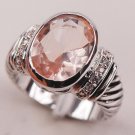 Morganite Fashion 925 Sterling Silver Woman Ring Size 6 7 8 9 10 F635 Fashion Wh