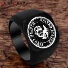 Faitheasy Fashion Stainless Steel Ring Men US Army Marine Corps Titanium Punk Bi